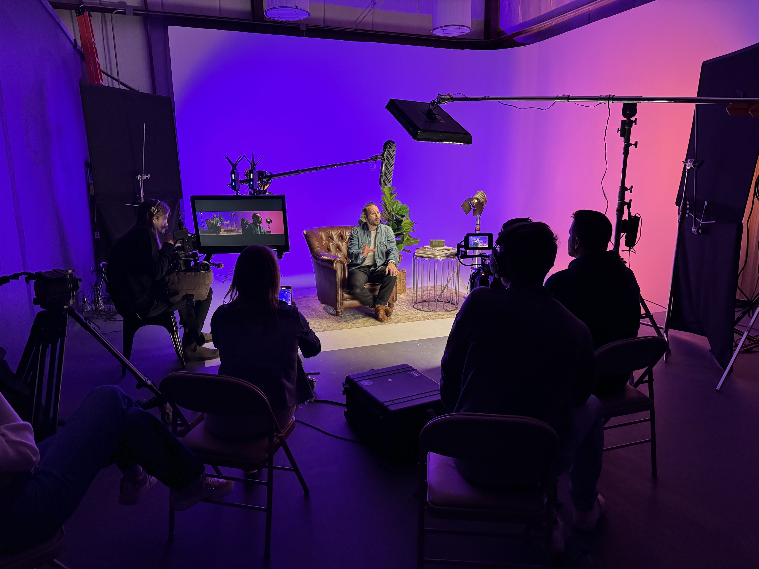 BTS, behind the scenes of a video production at Good Name Co.'s studio